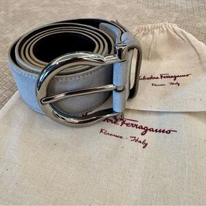 Authentic Salvatore Ferragamo Gray Suede Belt